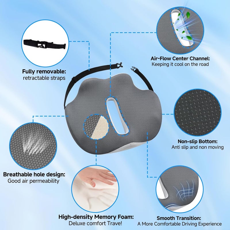 japiroc X-Large Seat Cushion for Truck Driver, Upgraded Cushion for Back Support and Pain Relief, Memory Foam with Non-Slip Washable Cover, Relieves Long-Term Truck Sitting and Pain - Image 5